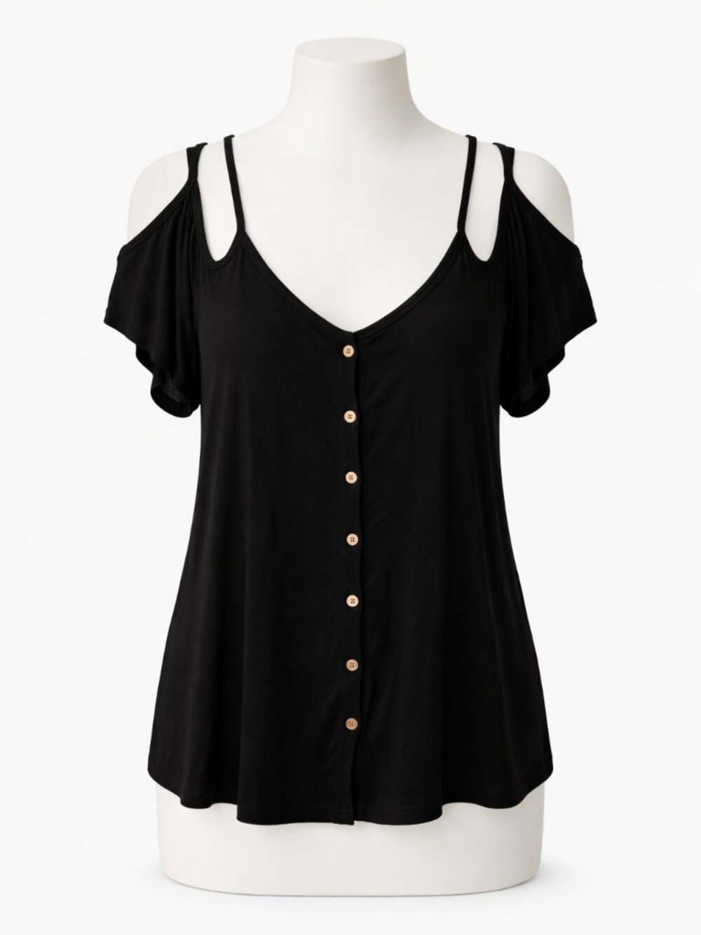 Ambiance Cold Shoulder Top Black Size 1X - EUC